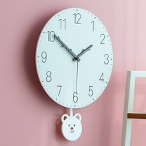 플라이토 심볼 무소음 인테리어 추 벽시계 30cm 아트형 테디, 화이트