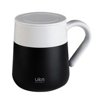 유카 보온보냉 이중진공 뚜껑 머그컵 300ml, 블랙, 1개