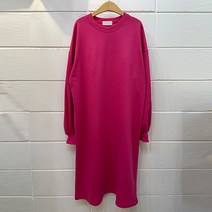 티탁 여성용 빅사이즈 데일리 루즈핏 라운드넥 벌룬 긴팔 무지 롱 원피스 TTCB36