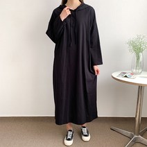 헤이진 루즈핏 박시 후드 롱원피스
