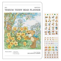 테디베어 2023 먼슬리 플래너 L + 스티커 2종 세트, 플라워(플래너)