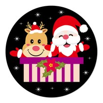 크리스마스 포장 원형 데코 스티커 6cm, D, 80개