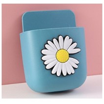 라니마켓 귀여운 접착식 벽걸이 수납 정리함, 파랑데이지, 1개