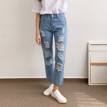 헤이진 여성용 보이핏 디스트로이드 진 팬츠