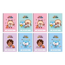 핑크풋 1500 브레드 이발소 독서 기록장 ver 2 4종 x 2p 세트, 혼합색상, 1세트