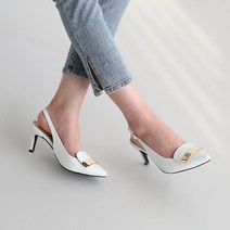단골언니 여성용 로유 구두 골드장식 스틸레토 힐 슬링백 7cm