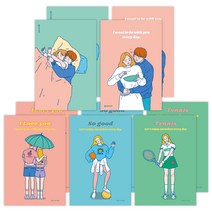 콤마비 엽서 5종 세트, 포근한시간1, 포근한시간2, 아이러브유, 쏘굿, 테니스걸, 2세트