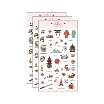 쁘띠팬시 여행 시리즈 디자인 스티커 PD8, 일본(PD850), 3개