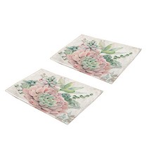 수채화 플라워 빈티지 동양화 린넨 플레이스매트 2p, 03, 45 x 32 cm
