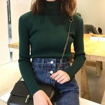 안다로미 여성용 딥엔리치 골지 목폴라 니트