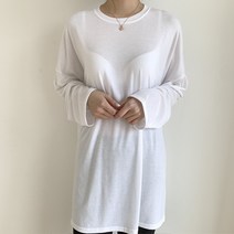 이지스튜디오 여성용 오버핏 박스 롱 레이어드 긴팔티셔츠