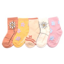 오른발왼발 아동용 다온플라워 꽃무늬 양말 5족 세트