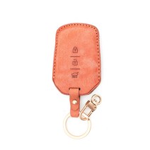 CHAMOA 가죽 스마트키 케이스 제네시스 4버튼, 베이비핑크+로즈골드사틴, MH131