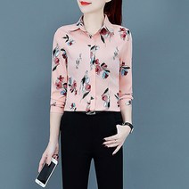 여성용 나비다 꽃 스타일 긴팔 셔츠