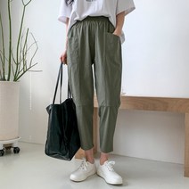 슈가펀 여성용 러비 밴딩 배기 코튼 팬츠