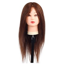 DDY 100% 인모 46cm 예쁜 갈색 통가발, 1개