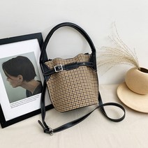 JCP 체크 벨트 미니 토트백