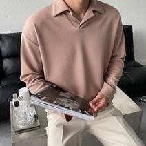 맨타임 WCT 링클프리 오버핏 오픈 카라 긴팔티