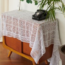 꾸미까 보니타 크로쉐 테이블보 가리개, 화이트, 140 x 180 cm