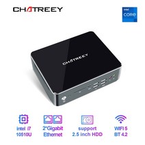Chatreey-미니 pc i7 10510U i5 10210U Nvme SSD 윈도우즈 11 게임용 데스크탑 컴퓨터 2xGigabit 이더넷, 04 i7-10510U_01 미국, 06 8G 512G SSD 1TB HDD