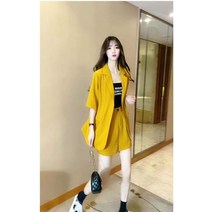 크롭자켓세트 린정장세트 여자린넨셋업 재킷과 반바지 여름 버전 캐주얼 반바지 2 세미정장