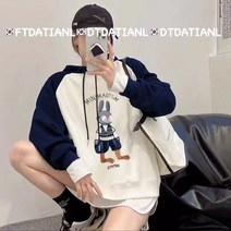 DP 대전 금표 202 겨울 상패 자수 토끼 블러킹 레글런 나그랑 소매 후드맨투맨 T138