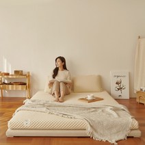 [KT알파쇼핑]스너그홈 천연라텍스 토퍼 7.5cm Q 하드, 베이지, 베이지_두께_상세페이지참조