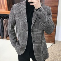 리턴옴므 남자 겨울 체크 모직 블레이저 자켓