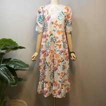 라임브릿지 화사한 꽃나염 레이스 원피스