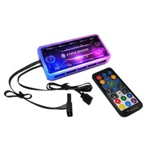Coolmoon 원격 RGB 조명 음악 컨트롤러 섀시 팬 데스크탑 컴퓨터 섀시 팬 컨트롤러 RF 원격 제어, 검정, 하나
