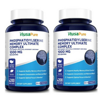 NusaPure Phosphatidylserine 누사퓨어 포스파티딜세린 1000mg 200캡슐 2팩, 2개, 200정