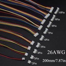 커넥터 10sets 미니 마이크로 jst 2.0 ph 수 암 2345678910 핀 플러그 터미널 와이어 케이블 소켓 200mm 26awg, 10세트 6p