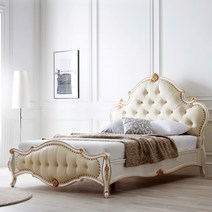 플럼 엔틱 원목 침대 프레임 Q 퀸 진주, 단품