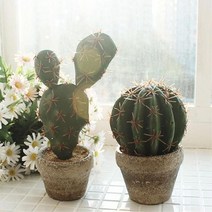 진짜같은조화 선인장화분 사무실소품 개업선물 엔틱인형 감성인테리어 감각적인디자인, A