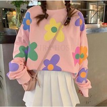 kirahosi 트렌디 여자 맨투맨 춘추 데일리 날염 후드티셔츠 고딩 대 캐주얼 661호 BTt2gtm0