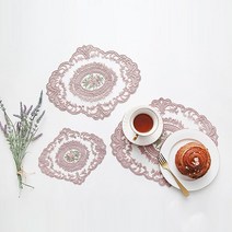 로즈 자수 테이블매트, 로즈자수매트(로즈핑크)