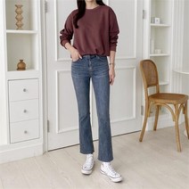 브이와이 VY 여자 투컬러 면원단 진 슬림핏 세미 팬츠