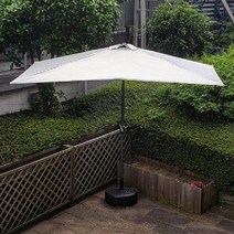 직사각형 파라솔 하프 반쪽 차양막 경사진 각도 편의점 가게 매장 어닝 천막, 250x120cm, 오프화이트  (물통베이스포함)