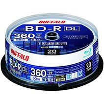 [Amazon.co.jp 한정] 버팔로 블루레이 디스크 BD-R DL 1회 녹화용 50GB 20장 스핀들 편면 2층 1-6배속 화이트 라벨 RO-BR50V-020PWN