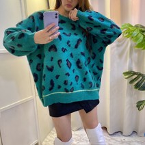 이엘이엘 / (4color) 박시 레오파드 니트