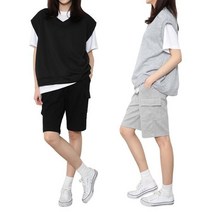 코디제이 여성 트레이닝복세트 베스트건빵5부세트 남녀공용 투피스 빅사이즈 카고 반바지 조끼