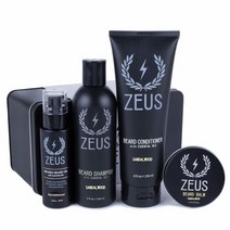 ZEUS 에브리데이 수염 케어 키트 - 천연 수염 워시 정제된 수염 오일 및 모이스처라이징 수염 밤 - 미국 제조 (바닐라 럼), Sandalwood