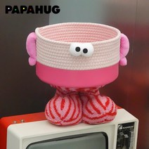 PAPAHUG 귀여운 리빙박스 소품 수납함 장난감 잡화 스탠드 키덜트, FREE, 리틀몬스터 수납바구니 (소형-로즈핑크)