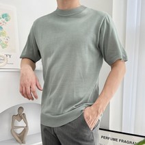 캐주얼 니트티 상의 기본 반팔 데일리 남성 여름 심플 컬러 패션 라운드 무지 남자 베이직