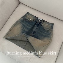 [y2k/요즘유행!] 실물 색감 깡패 빈티지 워싱 샌드 브러쉬 빈티지 중청 데님 미니 스커트]샌디데님스커트