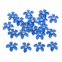 옷 신발에 대 한 모조 다이아몬드 장식으로 20pcs 플랫 다시 꽃 모양 바느질 단추, 수지 Flatback, Royalblue