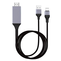 [애플 MFi 인증] 라이트닝 HDMI 어댑터 케이블 1080P 디지털 AV 동기화 오디오 및 비디오 커넥터 코드 아이폰 13 12 11 11pro max XR XS 아이패드 프로, Black