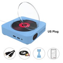 VCD CD DVD 플레이어 다기능 오디오 블루투스 스피커 FM 라디오 벽걸이 형 3.5mm AUX 잭 원격 제어, 02 Blue US PLUG