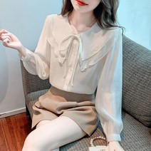 스타일리시한 여 이른 봄 프렌치 시크한 키 작은 서양풍 감령 블라우스