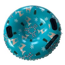 스노우 튜브 썰매 겨울 1인용 눈썰매 원형 도너츠 눈 91cm 공기주입식 용 뒷마당, 파란